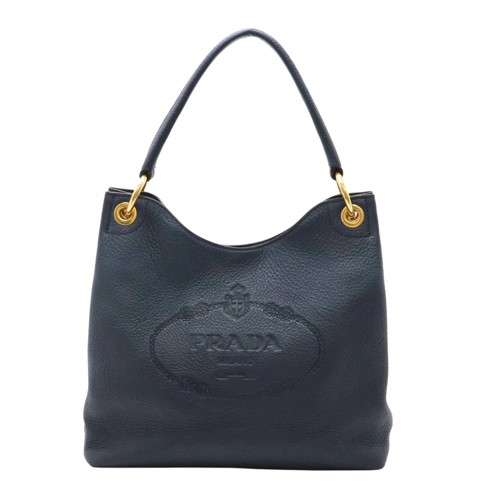 Prada shoulder bag Hobo leather BALTICO Navy Blue